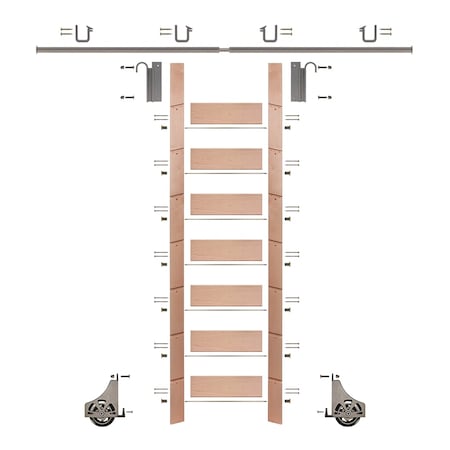 Meadow Lane Ladder 92 in. Pre-Finished Oak Satin Nickel Hook with 8 ft. Rail Kit EG.300-92RO-08.02-PF